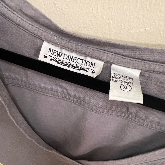 New Directions Charcoal Floral Embroidered Tunic - Picture 2 of 4